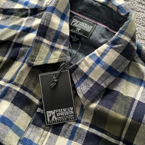 Premium Xpression Size Large Men’s Plaid Button Down Shirt - Picture 2 of 4